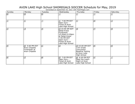 AVON LAKE High School SHOREGALS SOCCER Schedule