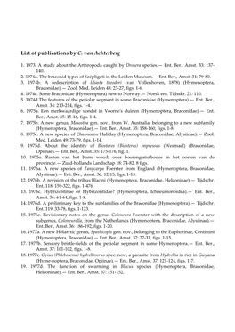 List of Publications by C. Van Achterberg