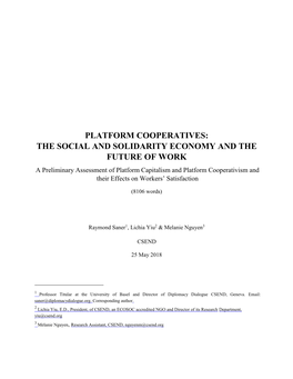 Platform Cooperativism and Platform Capitalism