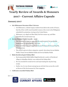 Yearly Review of Awards & Honours 2017