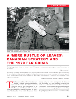 Canadian Strategy and the 1970 Flq Crisis