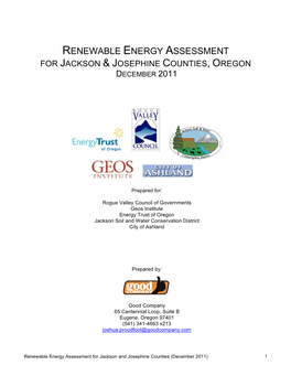 Renewable Energy Assessment for Jackson & Josephine Counties, Oregon December 2011