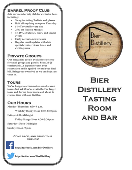 Bier Distillery Tasting Room And