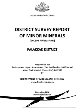 Government of Kerala District Survey Report Of