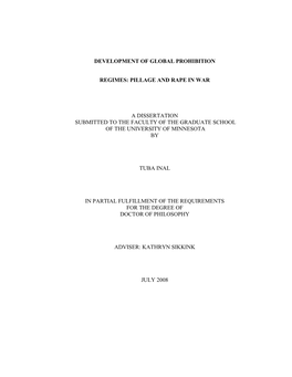 Pillage and Rape in War a Dissertation Submitted To