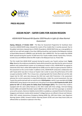 Safer Cars for Asean Region
