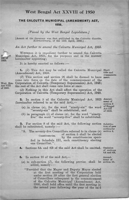 West Bengal Act XXVIII of 1950