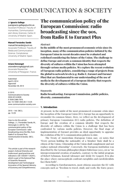 The Communication Policy of the European Commission: Radio Broadcasting Since the 90S, from Radio E to Euranet Plus