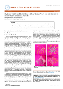 Regional Traditional Indian Embroidery “Kasuti”: Key Success