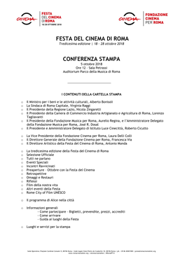 Festa Del Cinema Di Roma Conferenza Stampa