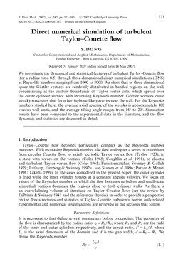 Direct Numerical Simulation of Turbulent Taylor–Couette Flow