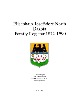 Elisenhain-Josefsdorf-North Dakota Family Register 1872-1990