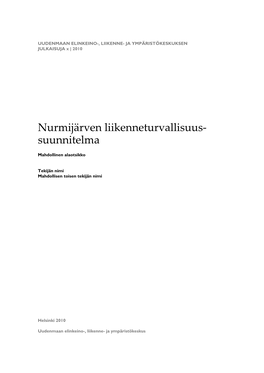 Nurmijärven Liikenneturvallisuus- Suunnitelma