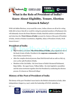 What Is the Role of President of India? - Know About Eligibility, Tenure, Election Process & Salary!