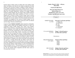 FACULTY RECITAL Fusco Studied Conducting at the University of Illinois and Was a Conduct- Ing Fellow at the Conductors Institute of South Carolina