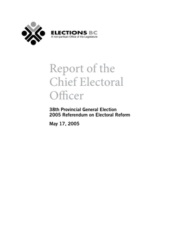 Report of the Chief Electoral Officer-2005 Referendum On