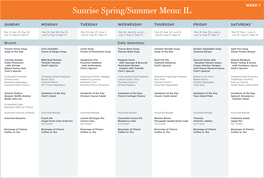 Sunrise Spring/Summer Menu: IL