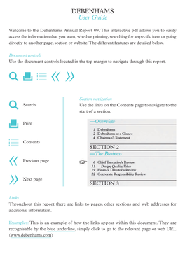 Debenhams User Guide