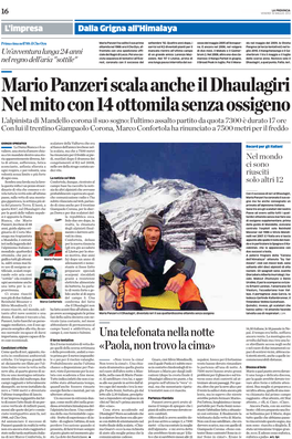 Mario Panzeri Scala Anche Il Dhaulagiri Nel Mito Con 14 Ottomila