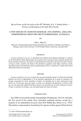 Special Issue on the Occasion of the 80Th Birthday of A. J. (Sandy) Bruce — 50 Years of Shrimping in the Indo-West Pacific