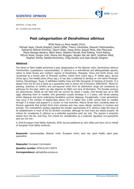 Pest Categorisation of Dendrolimus&