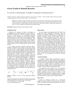 Green Trends in Mannich Reaction