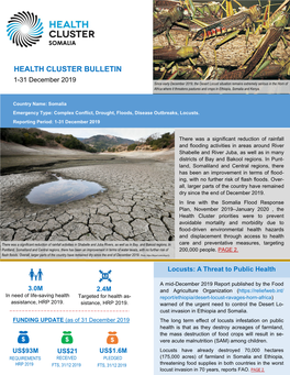 Somalia Health Cluster Bulletin, December 2019.Pub