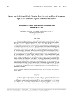 Island Arc Tholeiites of Early Silurian, Late Jurassic and Late Cretaceous Ages in the El Fuerte Region, Northwestern Mexico