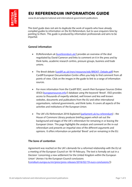 Eu Referendum Information Guide