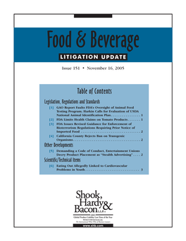 Food & Beverage Litigation Update