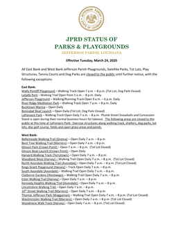 Jprd Status of Parks & Playgrounds