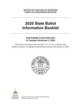 2020 State Ballot Information Booklet