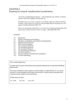 CHAPTER 4 Preparing for Research: Metatheoretical Considerations