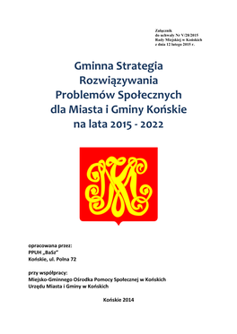 Gminna Strategia Rozwiązywania Problemów Społecznych Dla Miasta I Gminy Końskie Na Lata 2015 - 2022