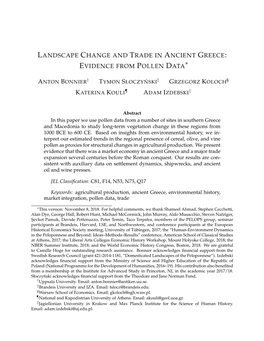 Landscape Change and Trade in Ancient Greece: Evidence