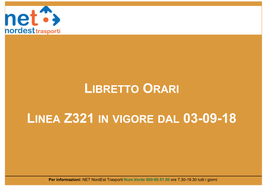 Libretto Orari Linea Z321 in Vigore Dal 03-09-18