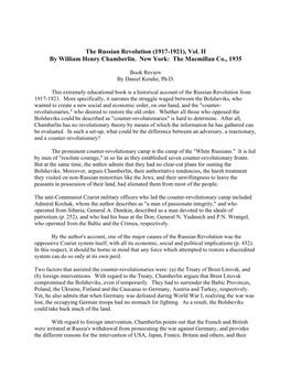 The Russian Revolution (1917-1921), Vol. II by William Henry Chamberlin. New York: the Macmillan Co., 1935