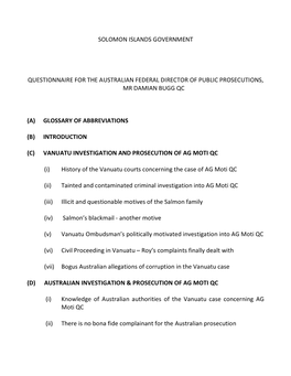 Questionaire to Australian Federal DPP Bugg QC 07 08 07