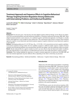 Treatment Approach and Sequence Effects in Cognitive Behavioral Therapy Targeting Emotion Regulation Among Adolescents with Exte