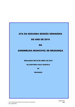 Ata Da Segunda Sessão Ordinária Do Ano De 2019 Da