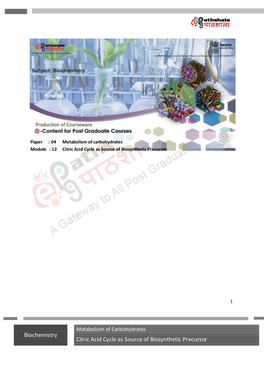 Biochemistry Citric Acid Cycle As Source of Biosynthetic Precursor