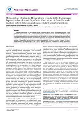 Meta-Analysis of Infantile Hemangioma Endothelial Cell