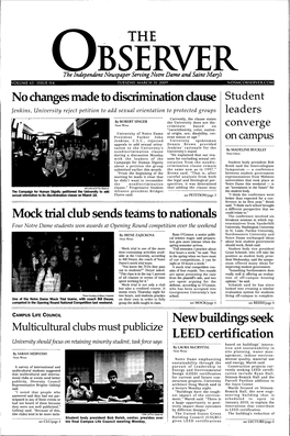 Newspaper Serving Notre Dame and Saint Marys VOLUME 43: ISSUE 114 TUESDAY