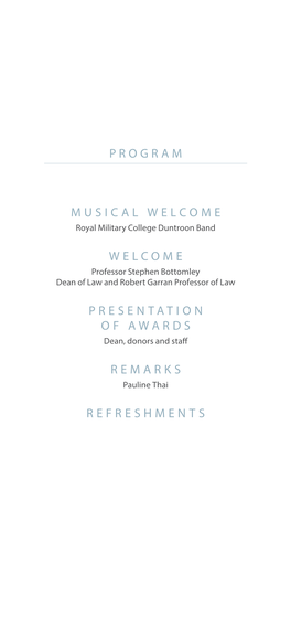 PROGRAM Musical Welcome