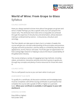 World of Wine: from Grape to Glass Syllabus