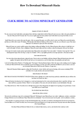 How to Download Minecraft Hacks