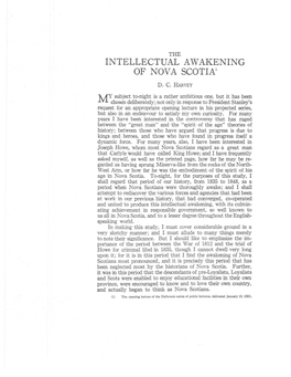 Intellectual a Wakening of Nova Scotia1