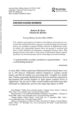 CHECHEN SUICIDE BOMBERS in Early 2006, Taliban Spokesman