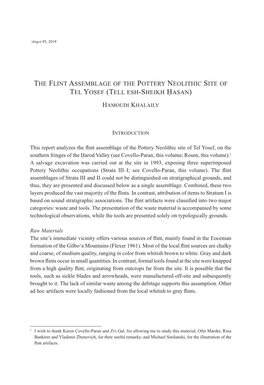 The Flint Assemblage of the Pottery Neolithic Site of Tel Yosef (Tell Esh-Sheikh Ḥasan)