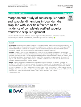 Morphometric Study of Suprascapular Notch and Scapular Dimensions In